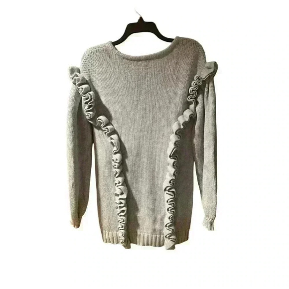 Tularosa Revolve Ribbed Ruffle Sweater Baby Blue Size XXS/XS/S - Picture 3 of 8